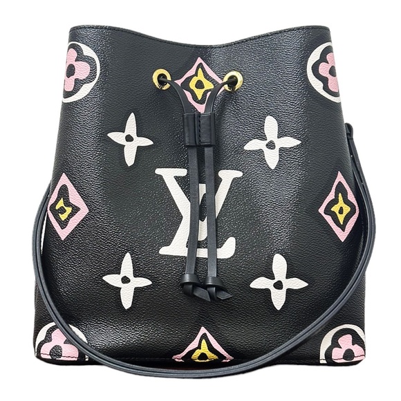 Louis Vuitton Neo Noe MM Black Bucket Bag Wild at Heart Giant Monogram Pink - Picture 4 of 12